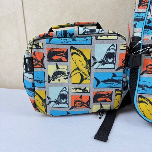 Wonder Nation Shark Backpack Kids Set 4 Piece 17' Water Resistant Padded laptop - Picture 3 of 9
